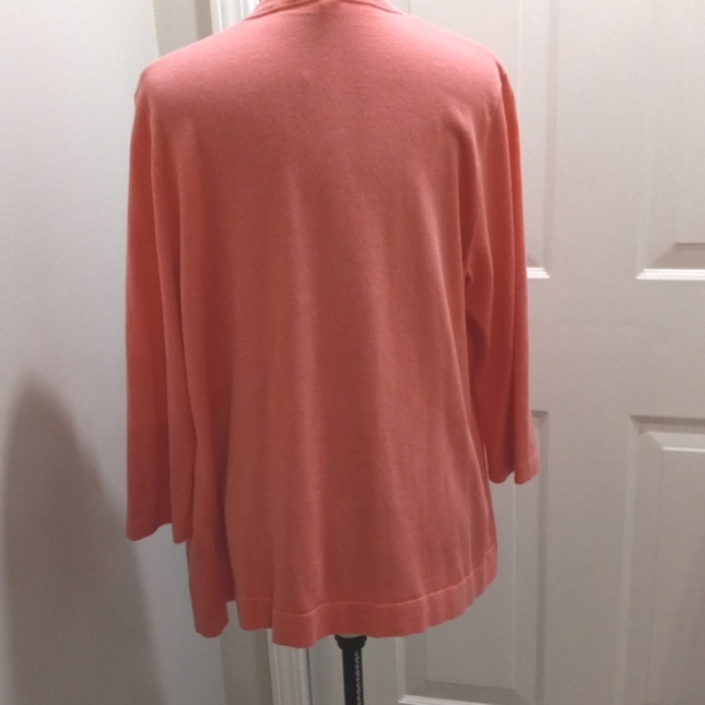 Talbots Peach Open Style Sweater W/Scalloped Edge… - image 3